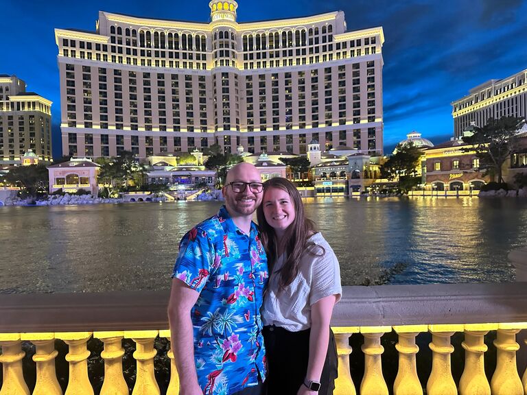 In front of the Bellagio Hotel in Las Vegas. We were visiting Jack McBride and this was the beginning of our trip where Phillip proposed to Kylie!