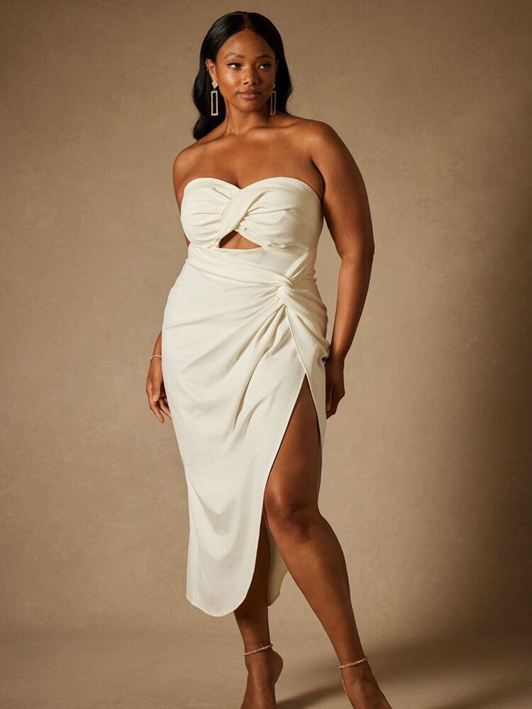 Rehearsal dinner dress for bride hot sale plus size