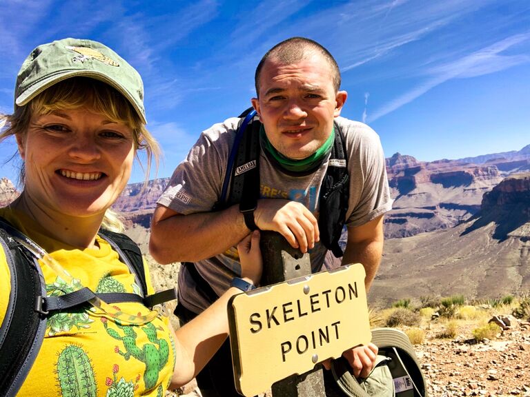 We hiked just over three miles down into the Grand Canyon to Skeleton Point! The views were insane the whole time, but our bodies were not happy by thee end of that climb back out.