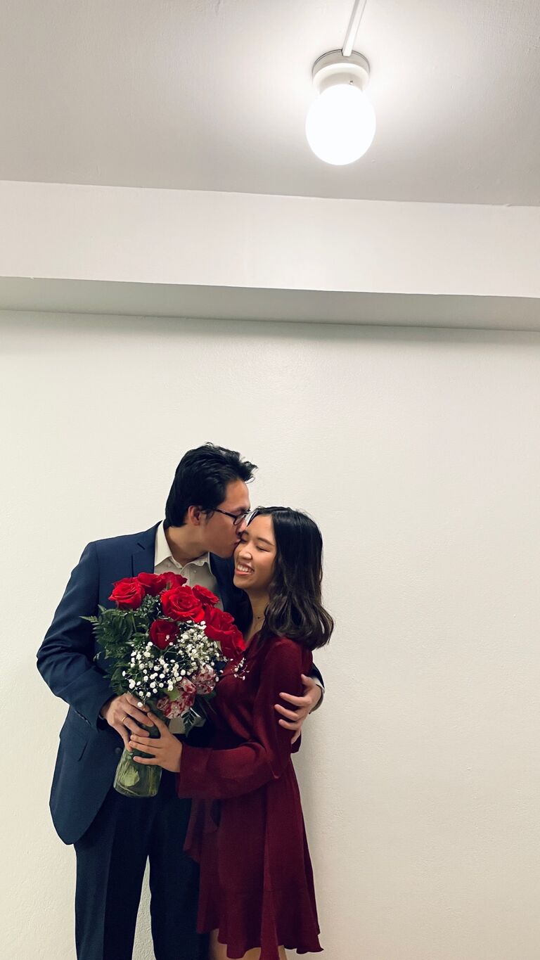 So I did get her roses a couple weeks later! We dressed up and forgot to thaw our steaks in her apartment for our first Valentine's dinner together.