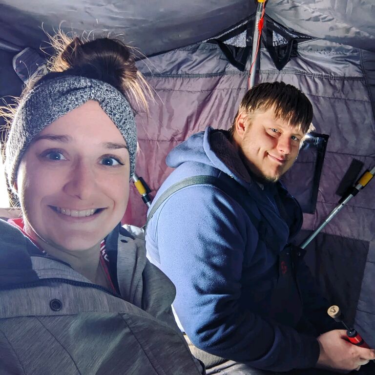 One of the latest dates we've gone ice fishing; still had a good 8 inches of ice!