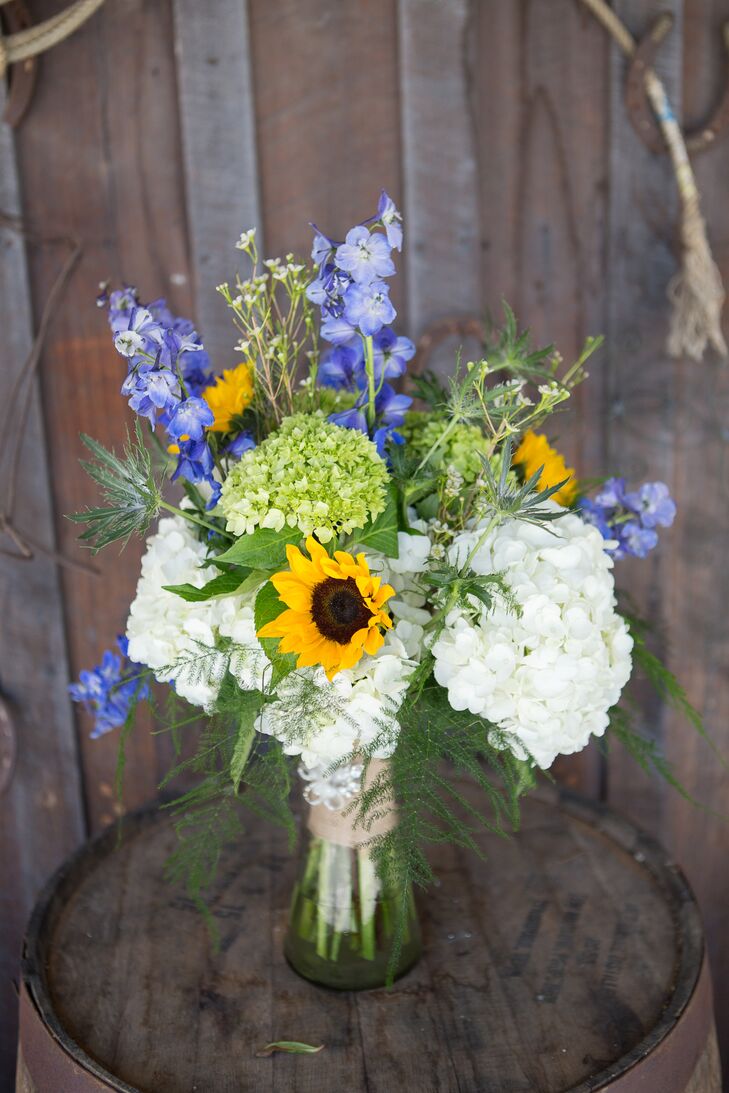 Sunflower And Delphinium Wildflower Bouquet 5714