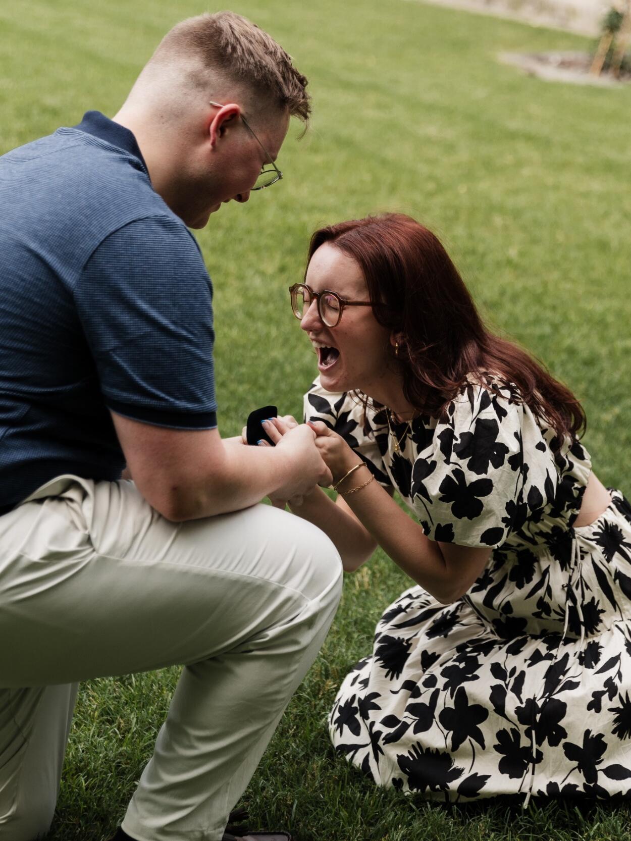 After a year and a half of dating, going on adventures, laughing, and falling more and more in love, Connor takes a GIANT leap of faith and asks Tamlyn to be his best friend forever (AKA his wife). Tamlyn, being the cool, calm, and collected girl she is, laughs uncontrollably and sticks the ring on her finger before Connor can even get the words out. 