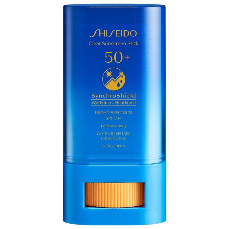 Travel-sized Shiseido sunscreen stick from Sephora. 