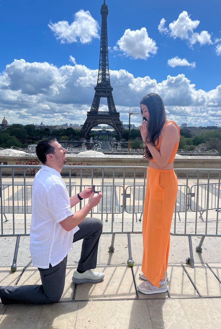 Alex asked Megan to marry him in Paris in front of both families