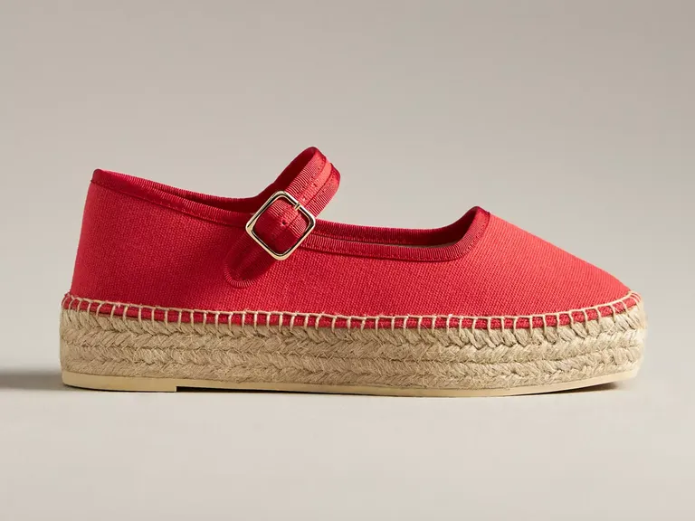 Red espadrille flats beach wedding shoe from Anthropologie