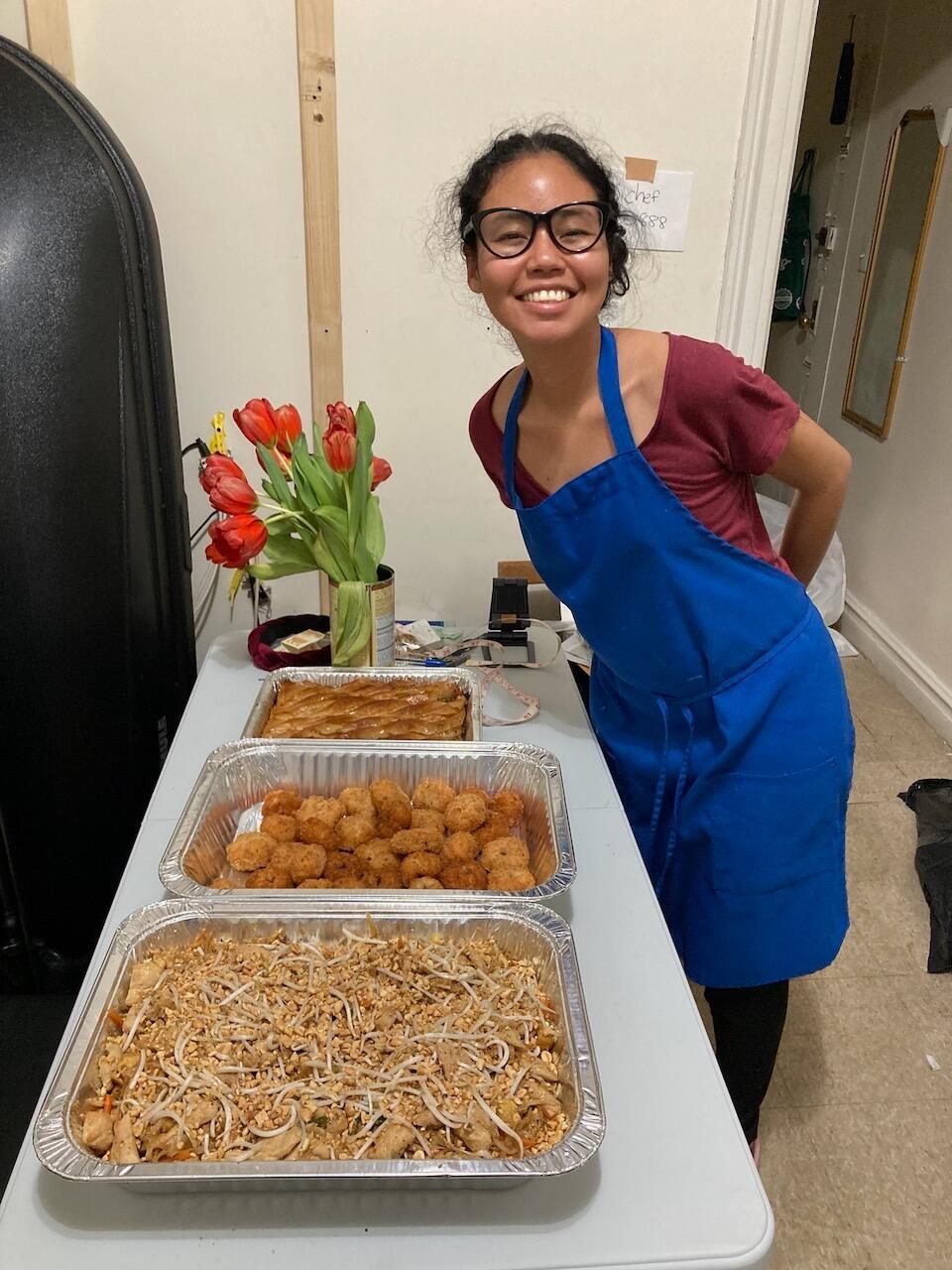 Manita catered Thai and Greek specialties for our going away party at The Gutter, a bowling alley near her home in Long Island City NYC.