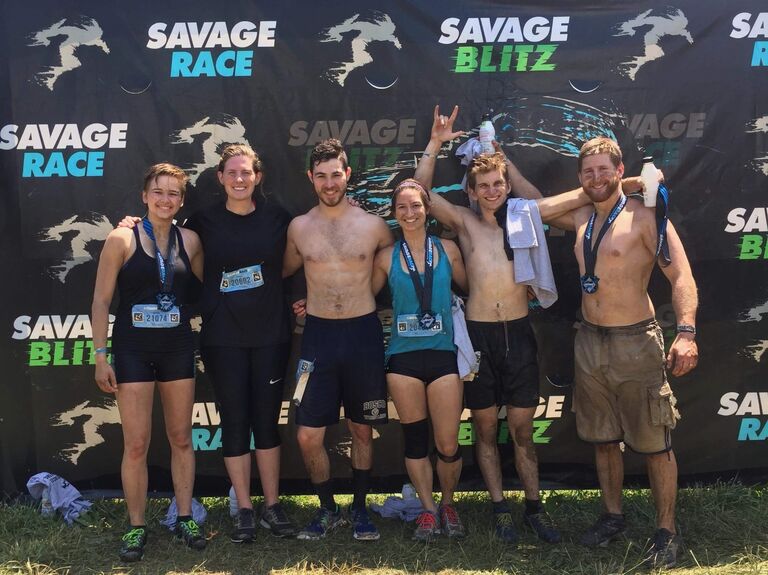 The start of an annual tradition: Kazune introducing everyone to the fun that is mud runs