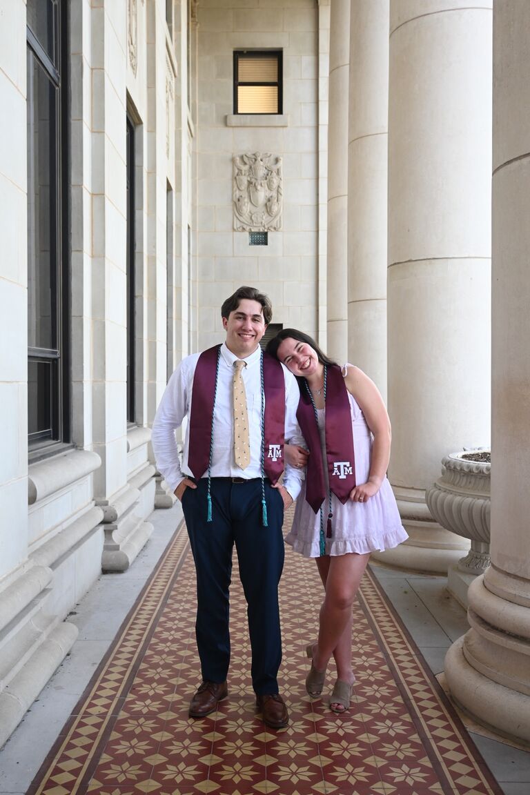We both graduated from Texas A&M University - Kyle with a Bachelor of Science in Nuclear Engineering and Karley with a Bachelor of Arts in Biology.