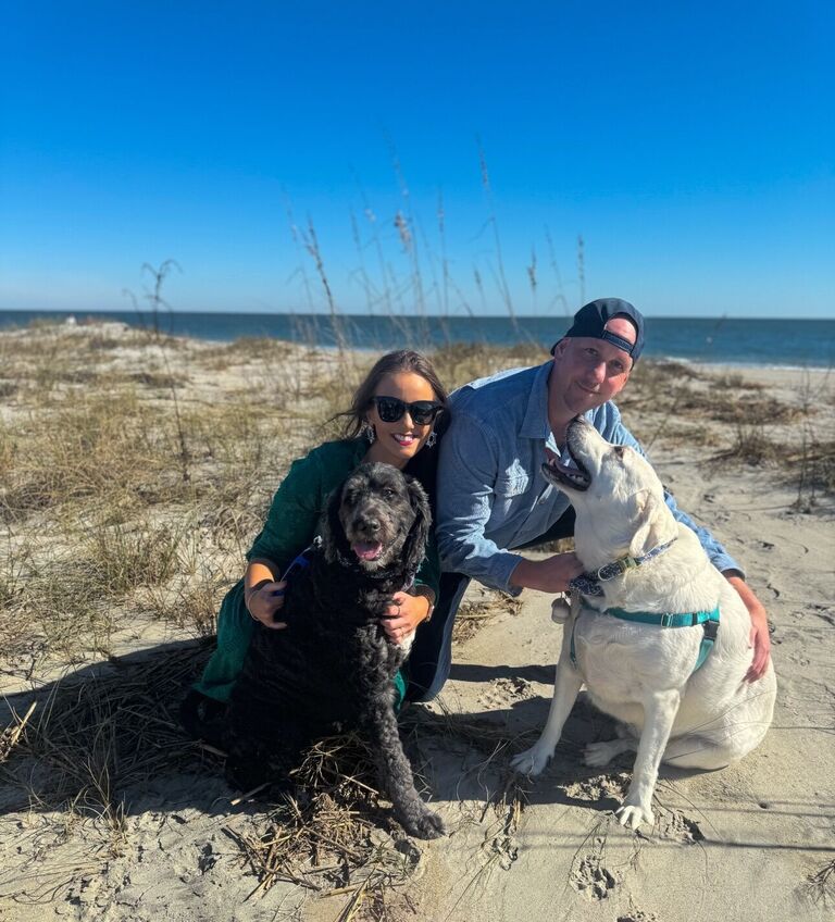 Our last Annual Christmas Card photo with our fur babies before officially becoming 'The Baldwins'!