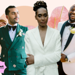 Collage of wedding suit trends