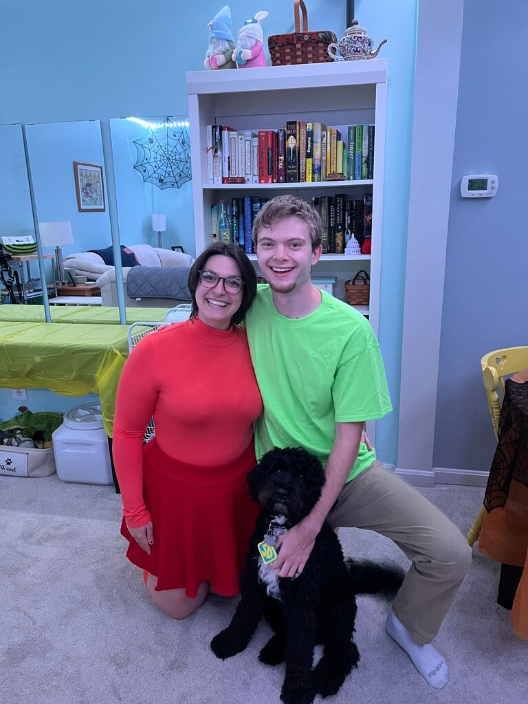 Sarah, Mike, & Moo dressed up as the gang from Scooby Doo for Halloween!