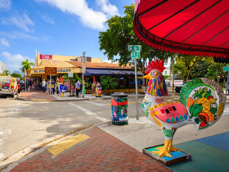 Colorful artwork on display along the popular Calle Ocho in historic Little Havana.