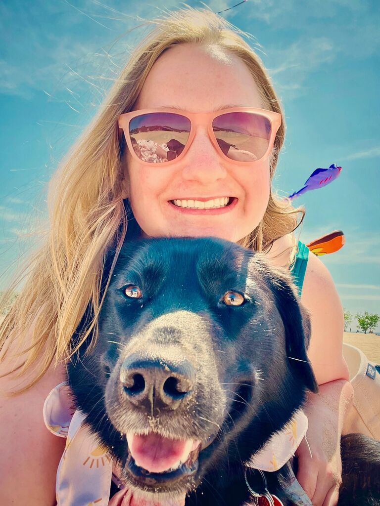 Beach day with Beatrix! She's warming up to the idea of swimming.
