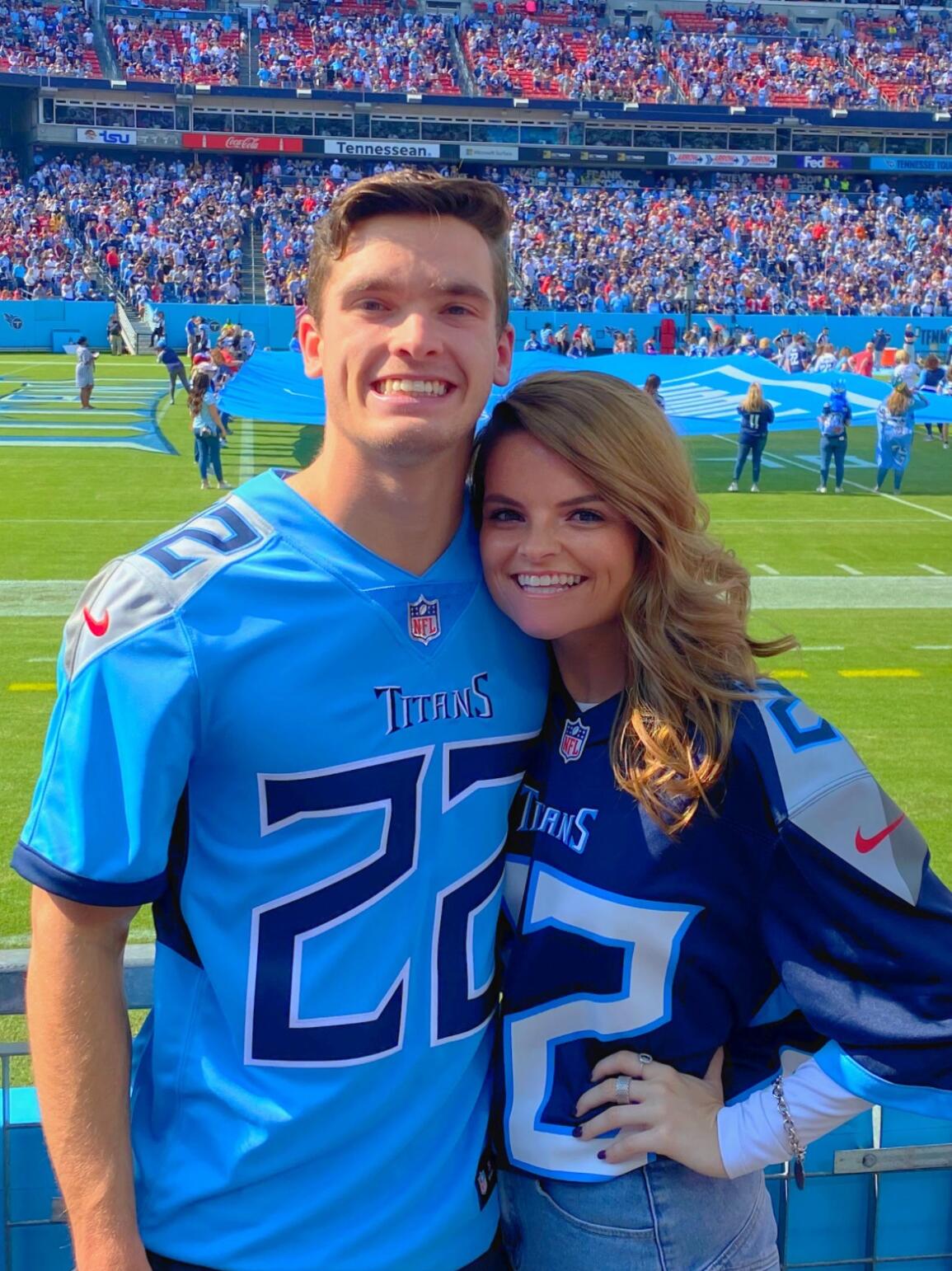 Reid took Olivia to their first Titan's game together. Olivia & Reid spent their weekends burning up I-65 to see one another. 