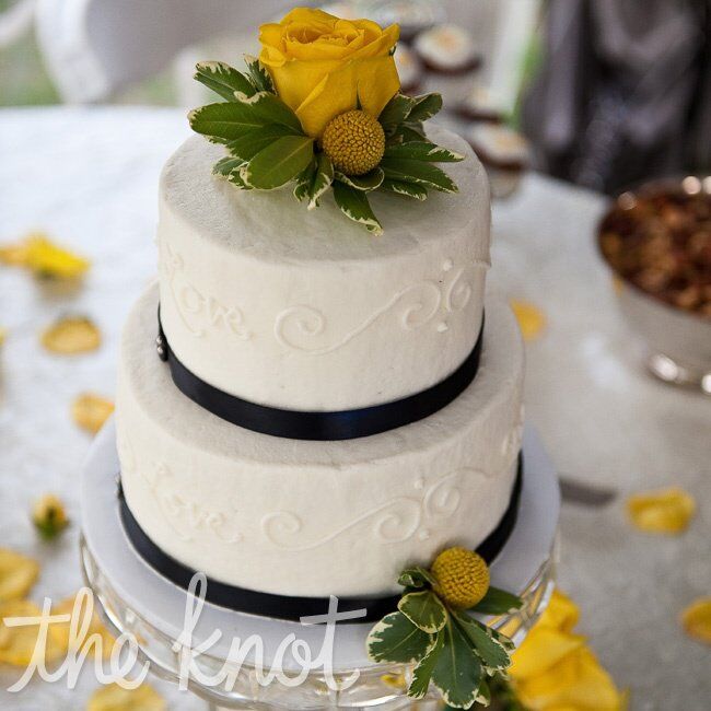 Blue And Yellow Vintage Inspired Wedding Cake