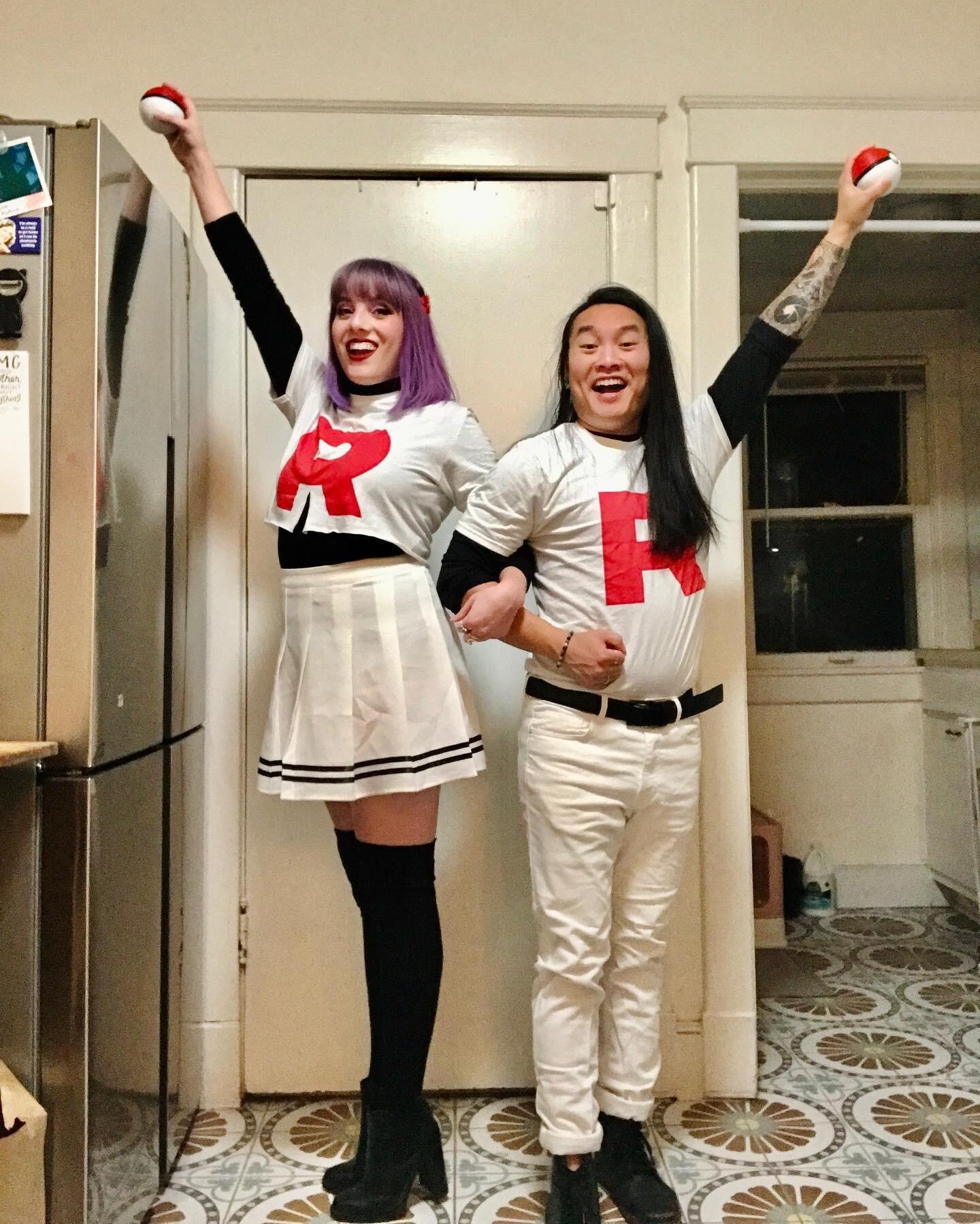 K&T dress as Team Rocket members Jessie and James from Pokémon.