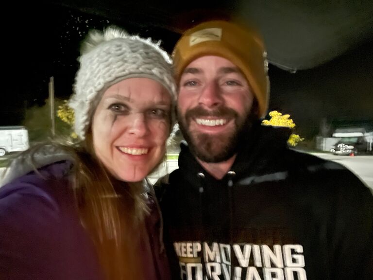 We finally met in person after a month of commenting in each other's lives on TikTok. Our first date was a campfire up Payson Canyon roasting sausages, and Tyler catching Randi before she fell leaning too far back looking at the stars. This was after meeting up with him outside the oil refinery. 