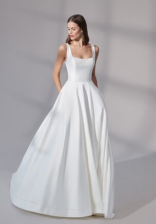 Stretch Mikado Ball Gown with Square Neckline