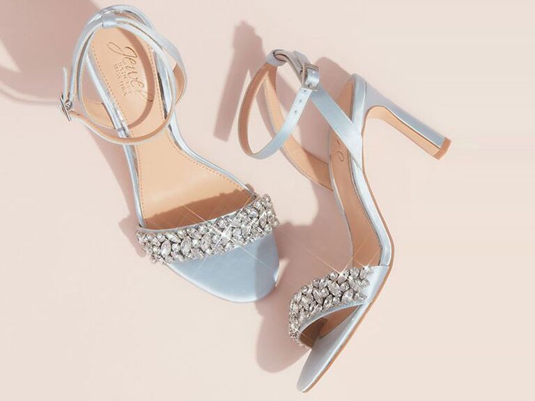 dusty blue chunky heel