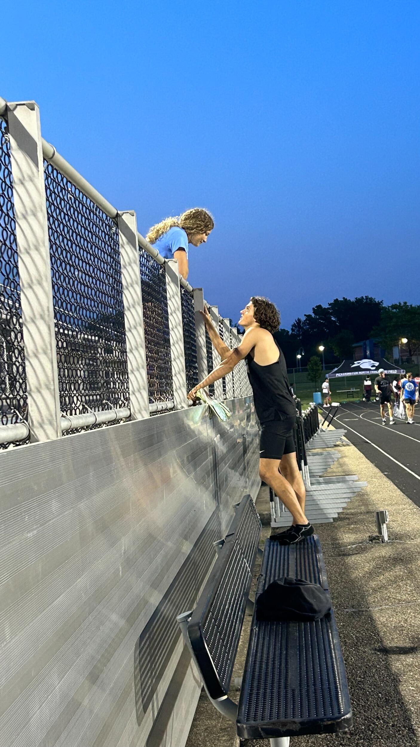 This picture was taken the week we started dating. I was of course at his track meets supporting. Go Caden!
