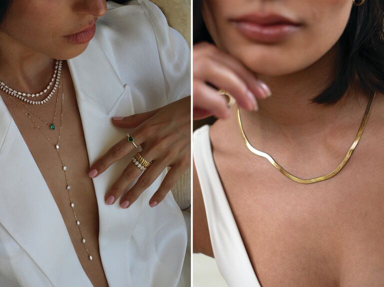 What Necklace To Wear For a V Neck Wedding Dress