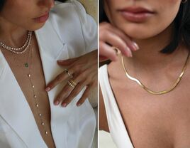 Two necklaces for V-neck wedding dresses