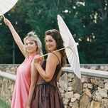 Wedding guests with different hairstyles