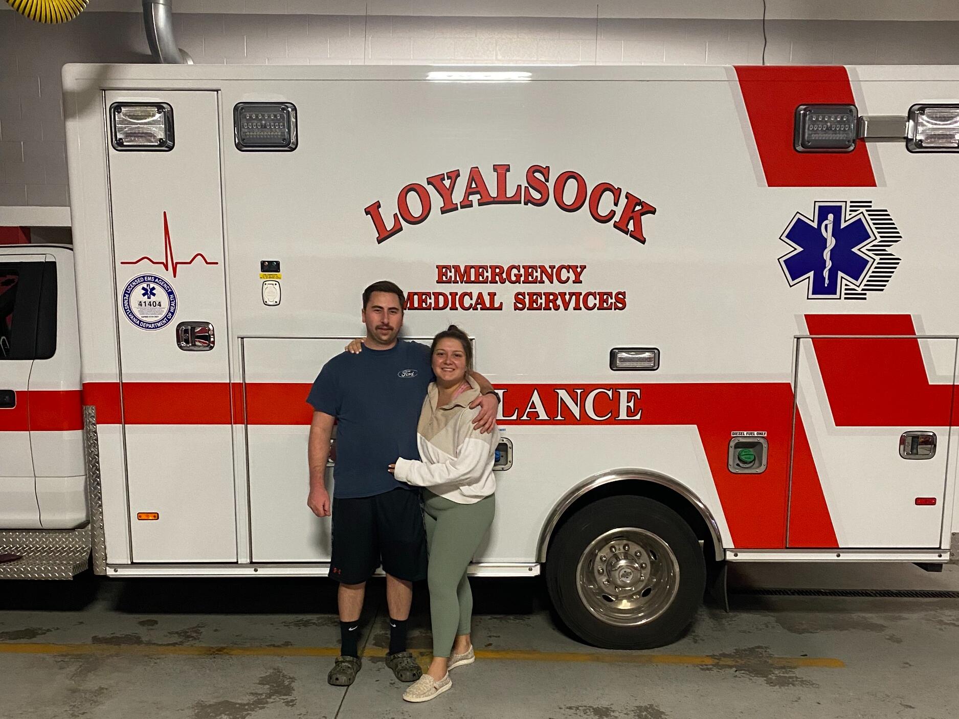 After living at the firehouse together for 3 years, we moved to Doylestown.

Here's a picture of us with the ambulance where it all started!