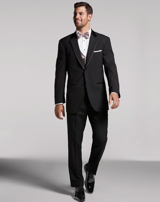 MEN'S WEARHOUSE Calvin Klein® Black Satin Edged Notch Lapel Wedding Tuxedo