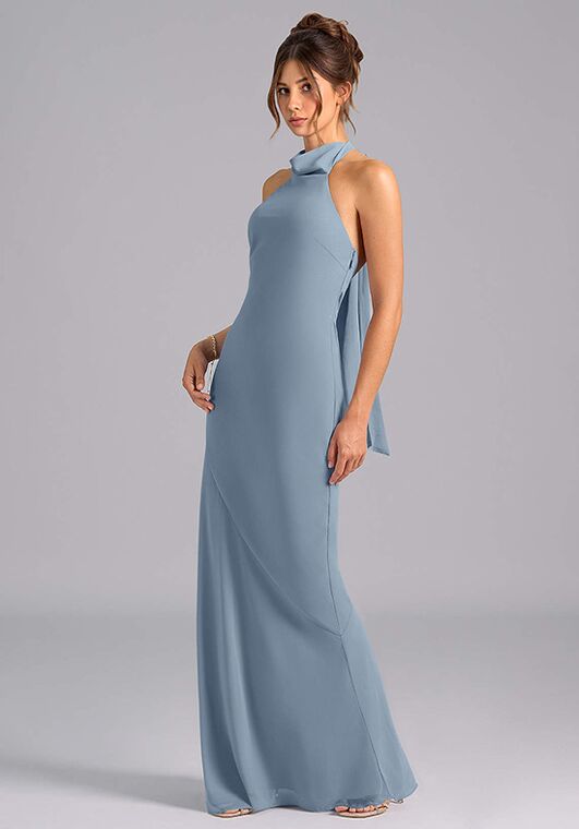 white christmas dresses Dusty Blue V-Neck Pleated Chiffon Bridesmaid Dress – FancyVestido