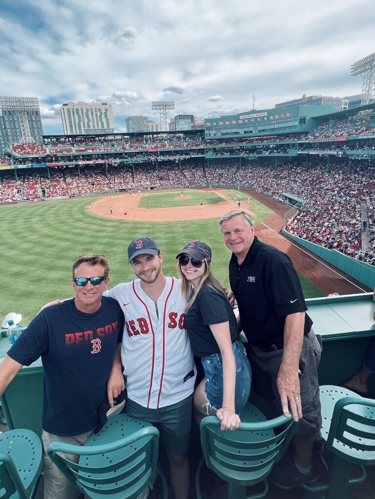 At the Red Sox Green Monster with both of our dads, where they also met for the first time