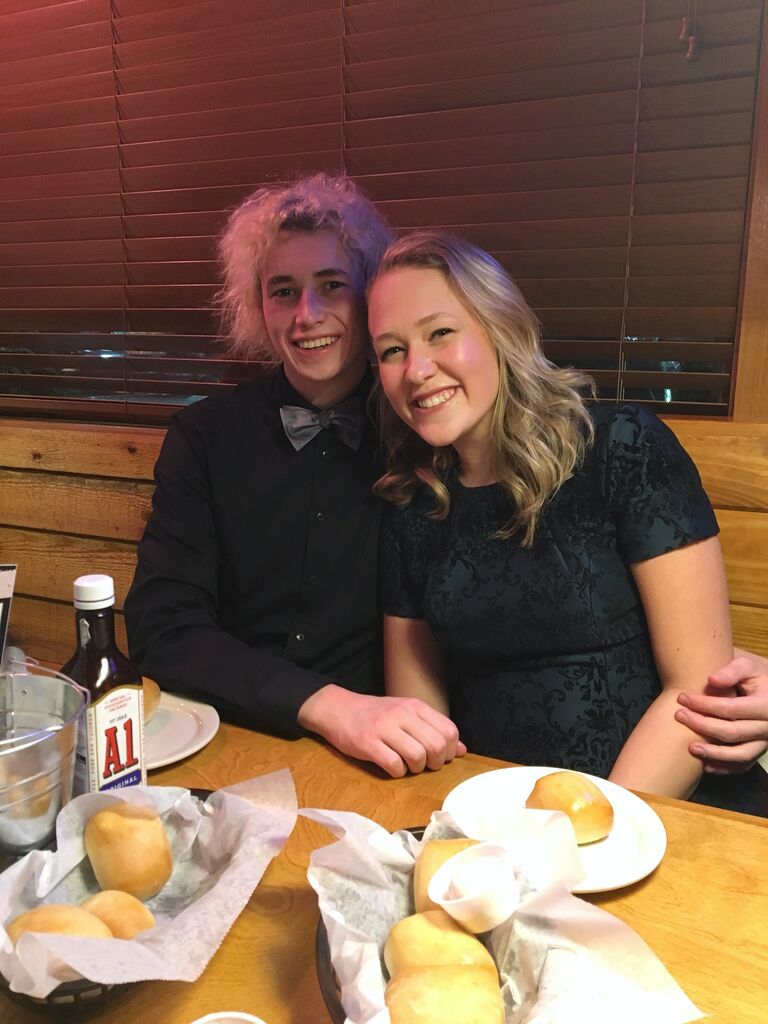 Even with Zach's bleached hair for swimming, we continued to date throughout high school, going to homecoming, prom, and formals together. 