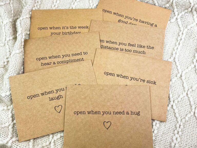"Open when" letters long distance relationship gift