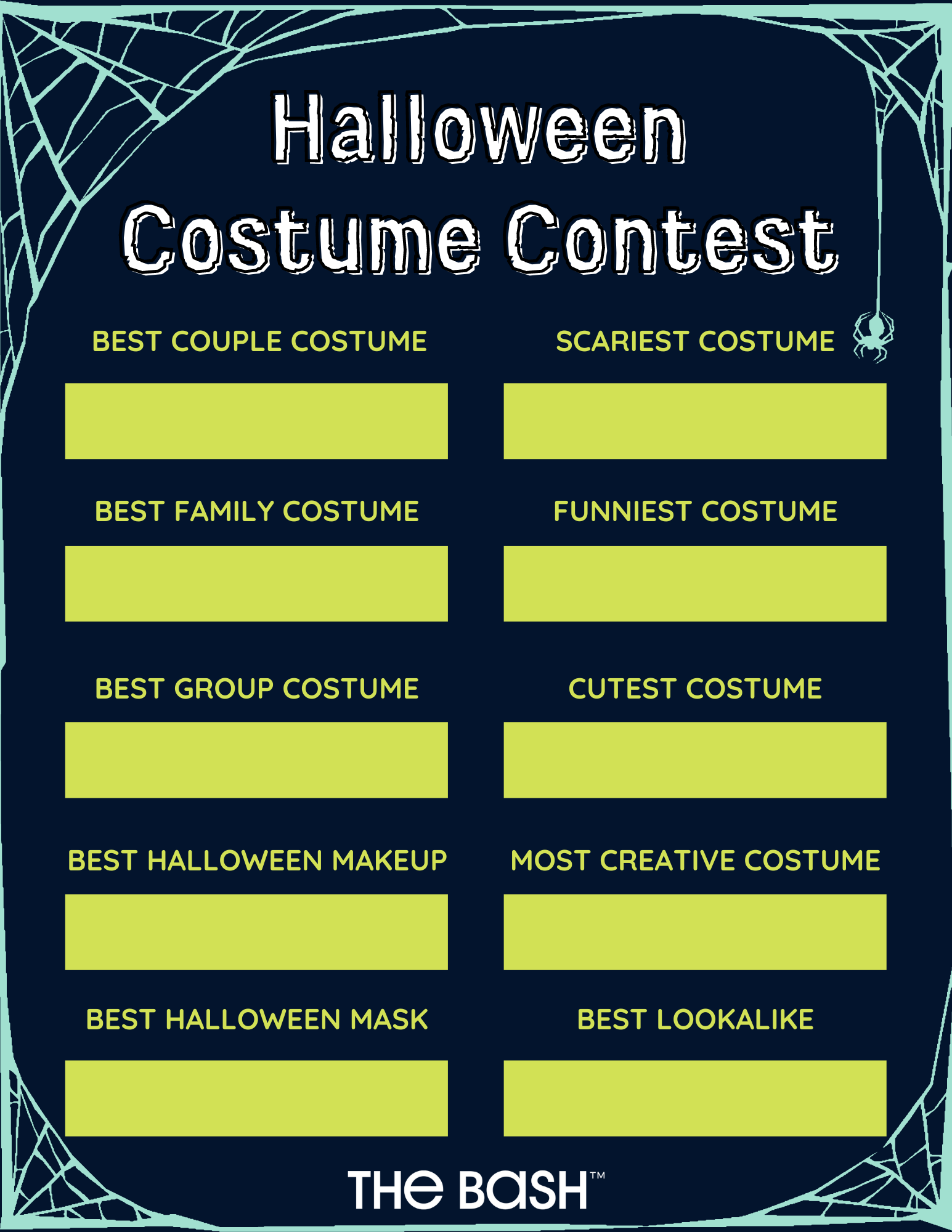 Halloween Party Ideas - Costume Contest Voting Sheet