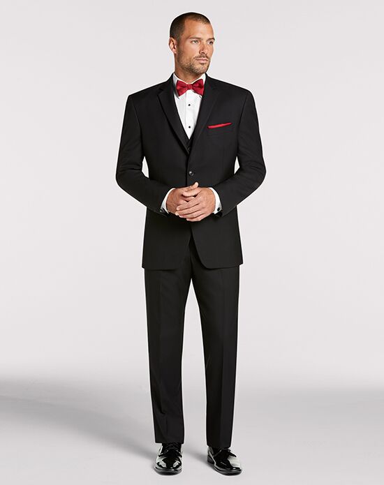 Men's Wearhouse Pronto Uomo Black Notch Lapel Suit Wedding Tuxedo | The ...