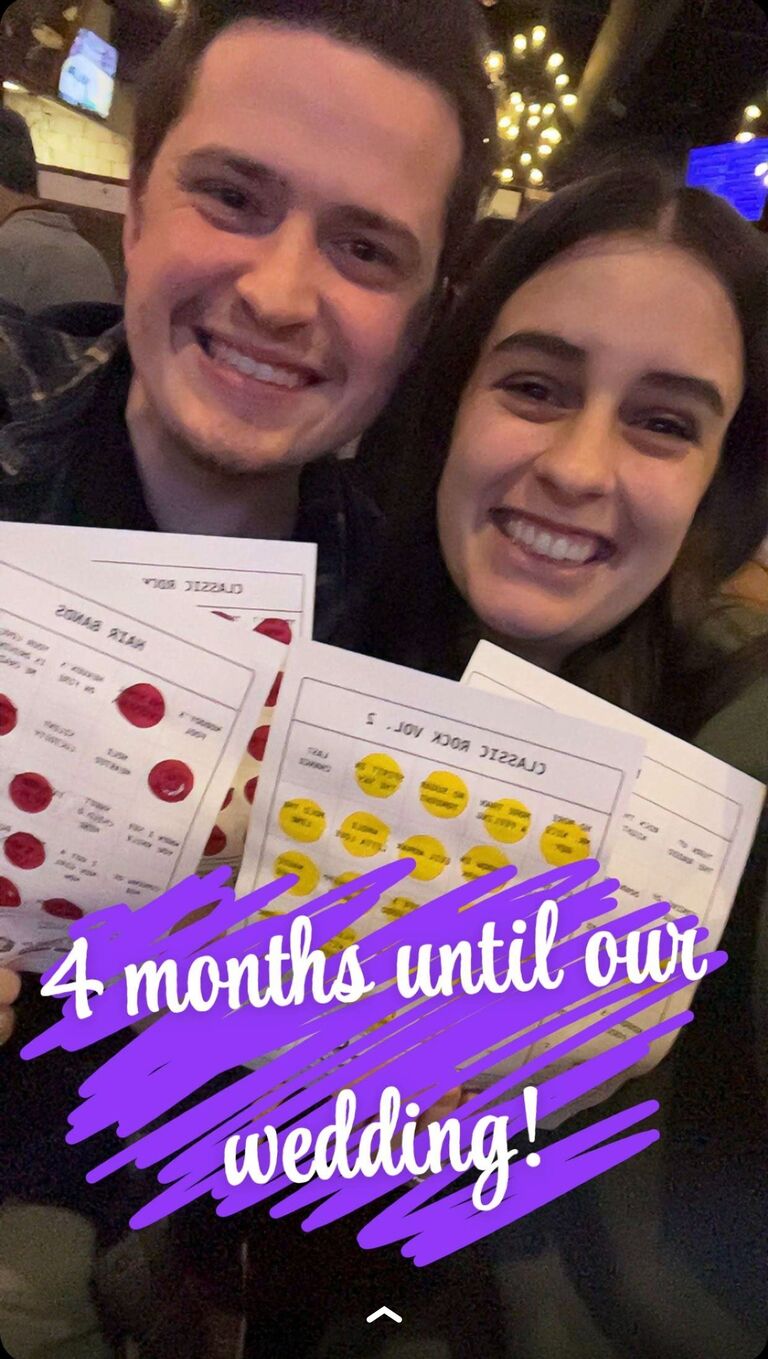 Celebrating 4 months until our wedding with SINGO at Freedom Brothers! We won a ticket for an escape room place! 