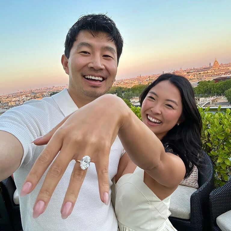 Simu Liu and Allison Hsu's engagement photo