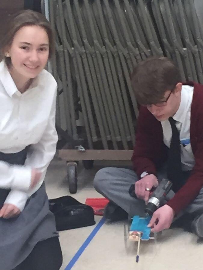 Worked on mouse trap cars together...