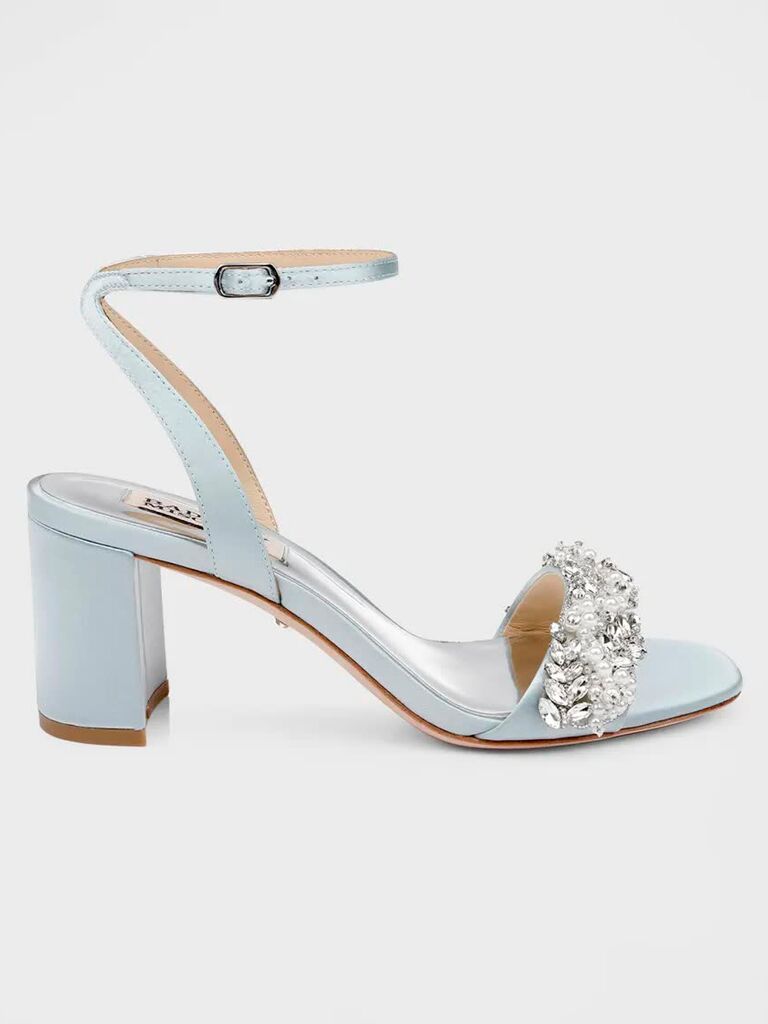 Blue satin heels online wedding