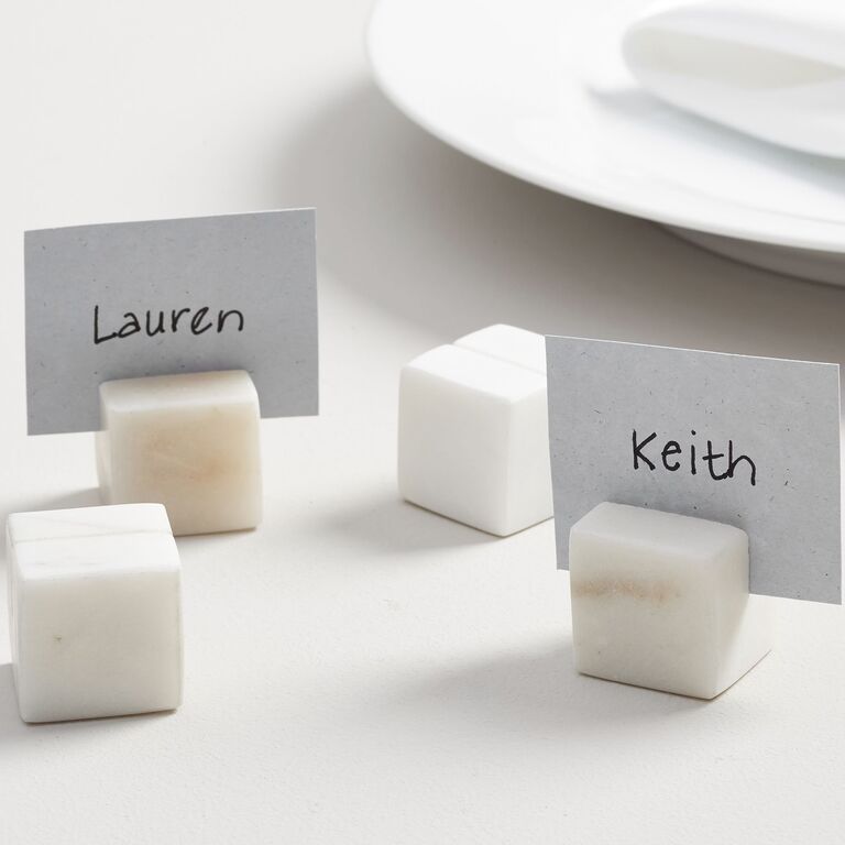 White Marble Cube Place Card Holders