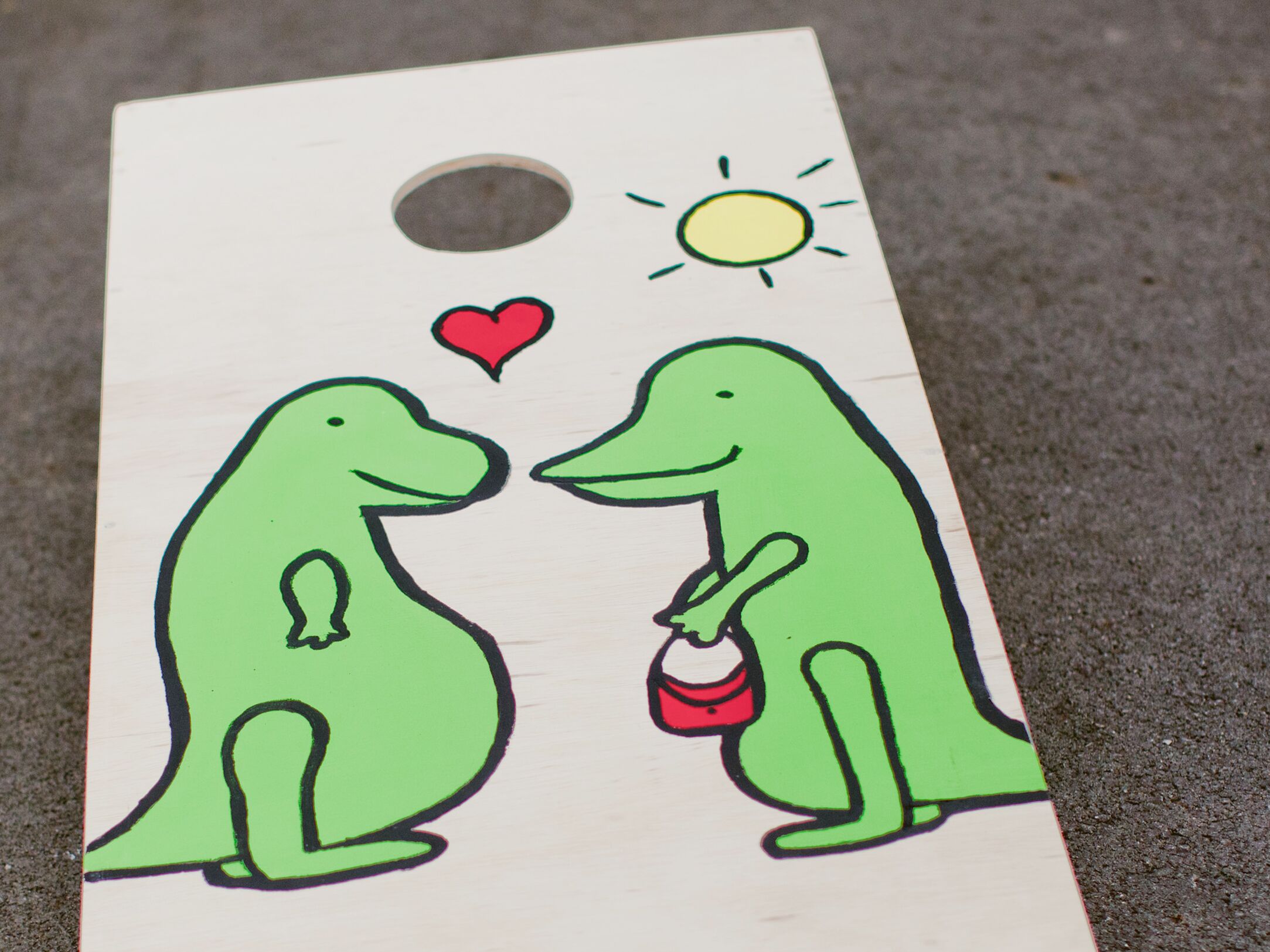 Dinosaur corn hole wedding game