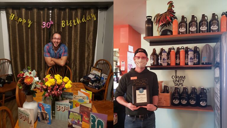 Ronnie Celebrated his dirty 30 keeping 6 feet between him and the world.
Sean won Best Server during the apocalypse. 