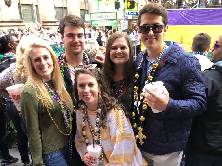 Scott and Shannon hang out for the first time in a group of friends - at Mardi Gras!