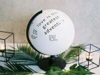 black-and-white globe wedding guest book