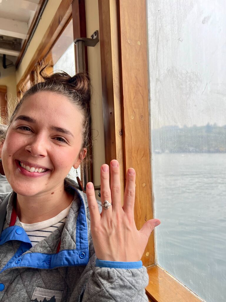 Monhegan ferry after engagement!