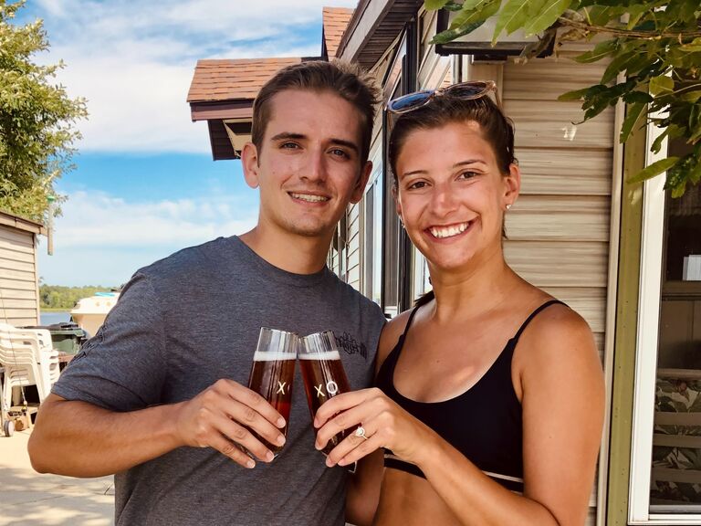 Celebrating our engagement at the cabin