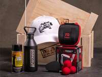 Golf gift box with hat, golf balls, water bottle, etc.