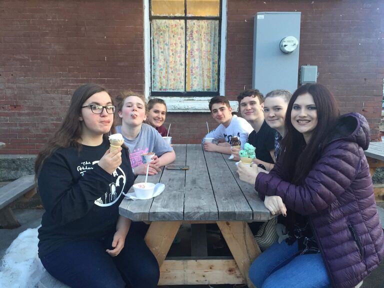 Jared played Lurch in Addams family while I stage managed. After set deconstruction, we went out to ice cream with a group of friends.