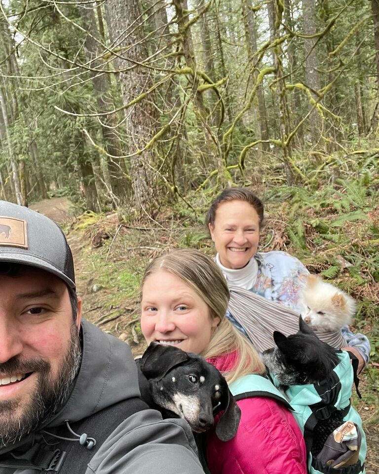 Hiking with the dogs outside of Seattle.